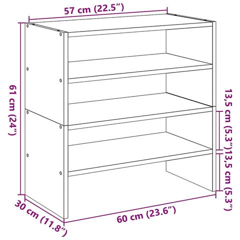 Scarpiere 2 pz Impilabili Legno Antico 60x30x30,5 cm - Foto 9