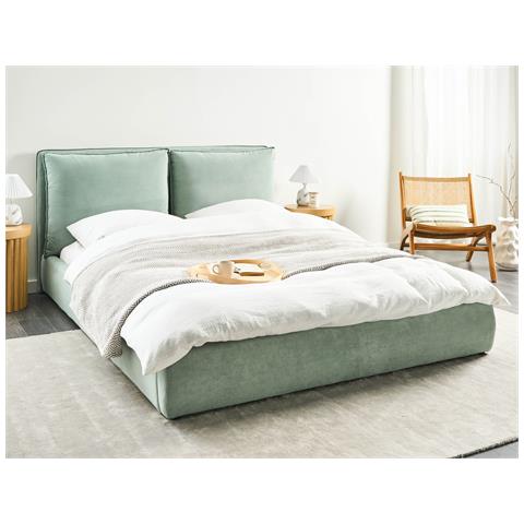 Letto Velluto Bajonna 160 X 200 Cm Verde Menta - Foto 1