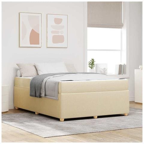 Struttura letto con materasso Crema 140 x 200 cm Tessuto - Foto 2