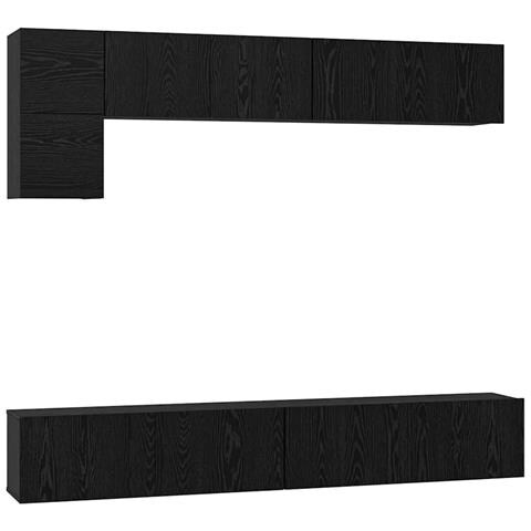Set mobile TV Montaggio a parete 5 pcs Rovere Nero - Foto 1