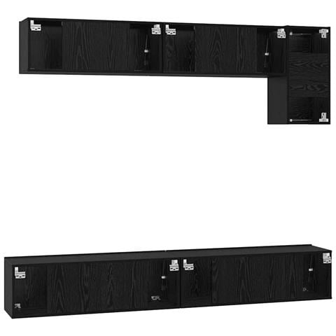 Set mobile TV Montaggio a parete 5 pcs Rovere Nero - Foto 9