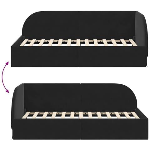 Cornice del letto ad angolo Nero 90 x 200 cm Velluto - Foto 9