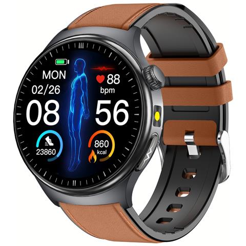 Smartwatch Ip68 Impermeabile Con Ecg, Frequenza Cardiaca E Monitoraggio Ossigeno Nel Sangue Brown - Foto 1