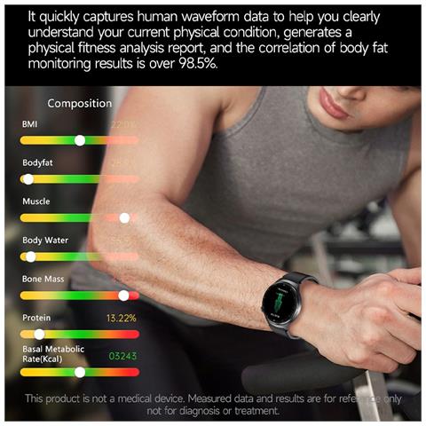 Smartwatch Ip68 Impermeabile Con Ecg, Frequenza Cardiaca E Monitoraggio Ossigeno Nel Sangue Brown - Foto 7