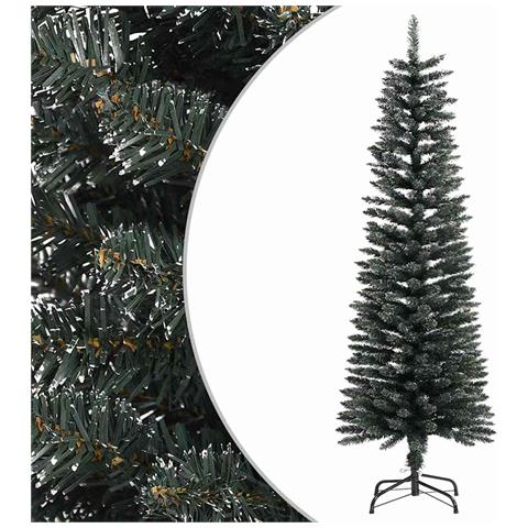 Lusso Casadino -  Albero Di Natale Artificiale Sottile Con Base Verde 150 Cm Pvc - Foto 2