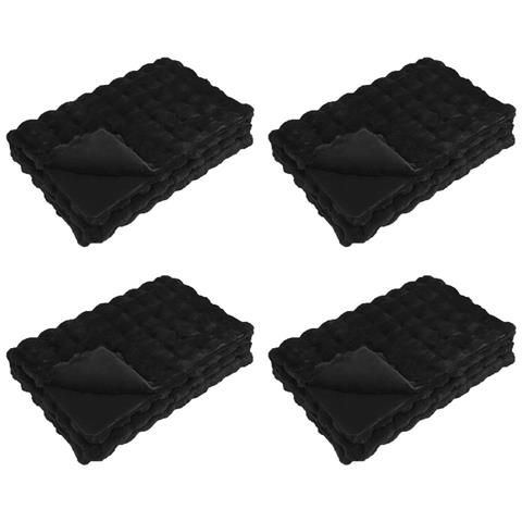 Coperta in Pelliccia di Coniglio Finta 4 pcs Nero 220 x 240 cm - Foto 1