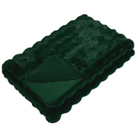 Coperta antiscivolo in finta di coniglio Olite Verde Scuro - Foto 1