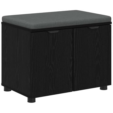 Panca per ingresso con cuscino Rovere Nero 60 x 38 x 46 cm - Foto 1