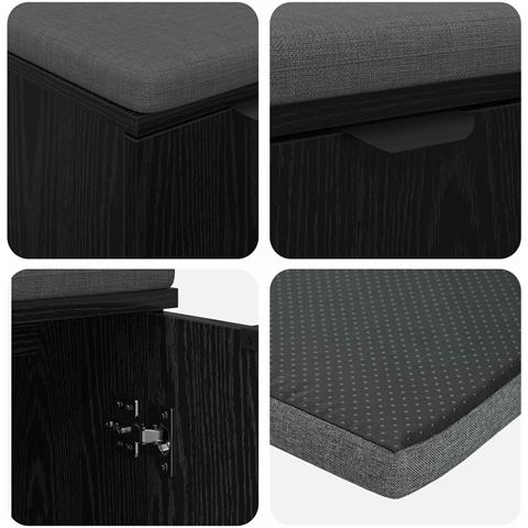 Panca per ingresso con cuscino Rovere Nero 60 x 38 x 46 cm - Foto 9