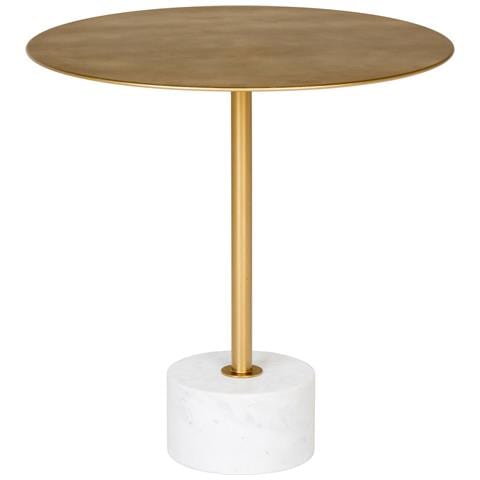 Tavolino Lecco In Ottone E Marmo Bianco Ø51x52 Cm - Foto 1