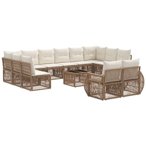 Set Divano da Giardino 13 pcs Beige e Bianco Crema polyrattan - Foto 1