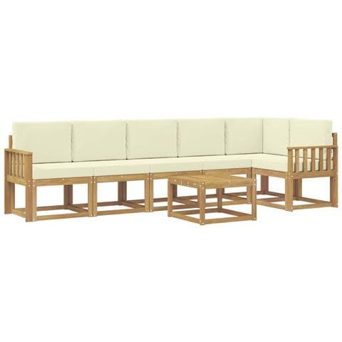 Set di divani da esterno 7 pcs Bianco e Crema Poliestere - Foto 1