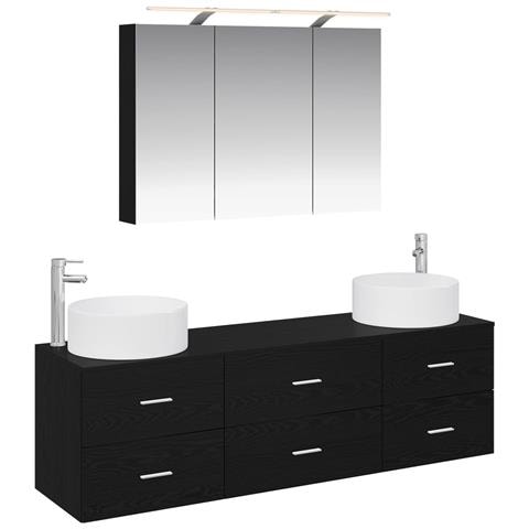 Set di mobili per il bagno 4 pcs Rovere Nero - Foto 1