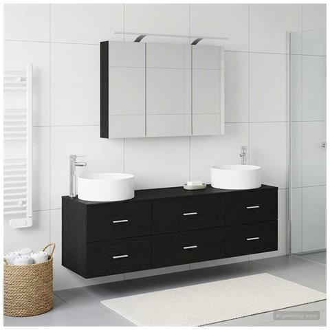 Set di mobili per il bagno 4 pcs Rovere Nero - Foto 2