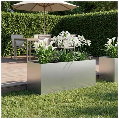 Vaso da giardino Argento 100 x 40 x 40 cm Acciaio zincato - Foto 2