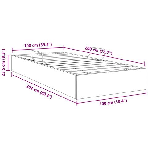 Letto ottomano con archiviazione Crema 100 x 200 cm Tessuto - Foto 2