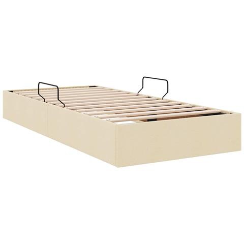 Letto ottomano con archiviazione Crema 100 x 200 cm Tessuto - Foto 10