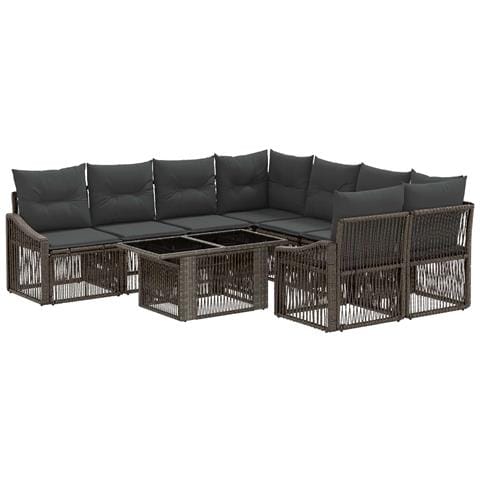 Set Divano da Giardino 9 pz Grigio e Grigio Scuro polyrattan - Foto 1