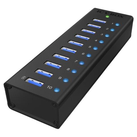 Usb 3.0 Hub 10 Port + Charging Port Alum. Case W / Power Supply - Foto 1