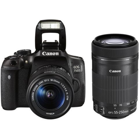 EOS 750D Nero Kit EF-S 18-55mm + EF-S 55-250mm Sensore CMOS 24 Mpx Display 3" Filmati Full HD Wi-Fi / NFC - Foto 8