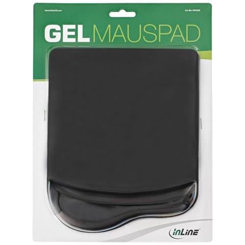 mouse pad, tappetino ideale per mouse laser e ottici, poggia polso in gel, 235x185x25mm, nero - Foto 2