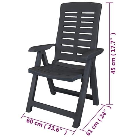 Sedie Reclinabili Giardino 6 pz in Plastica Antracite - Foto 8