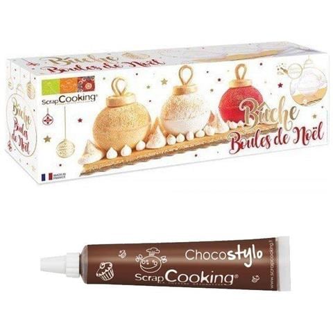 Stampo Tronchetto Di Natale Palle Di Natale + Penna Alimentare Al Cioccolato - Foto 2