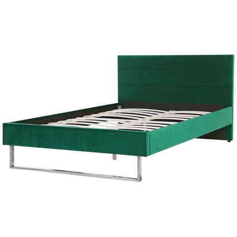 Letto Imbottito Velluto Verde Rete A Doghe 140 X 200 Cm Bellou - Foto 16
