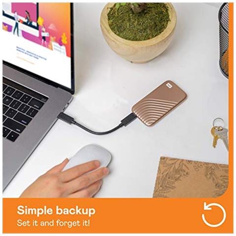 WD 2TB My Passport SSD portatile con tecnologia NVMe, USB-C, fino a 1.050 MB / s in lettura, fino a 1000MB / s in scrittura, Oro - Foto 2