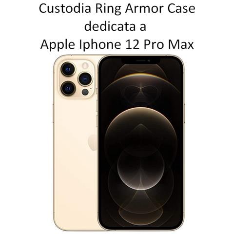 Custodia Alta Protezione Con Anello Per Apple Iphone 12 Pro Max Black - Foto 2