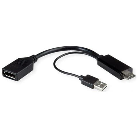 12.03.3147 Cavo E Adattatore Video 0,15 M Hdmi + Usb Displayport Nero - Foto 2