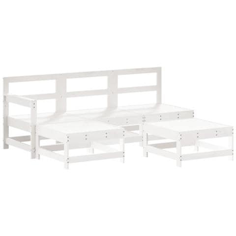 Set Salotto da Giardino 5 pz Bianco in Legno Massello di Pino - Foto 2