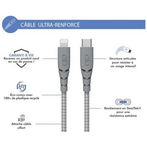 Cavo Usb C/lightning Ultra Rinforzato 1,2 M 3 A, Grigio - Foto 2