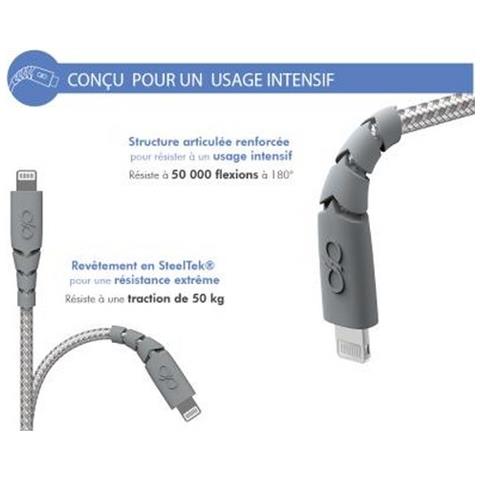 Cavo Usb C/lightning Ultra Rinforzato 1,2 M 3 A, Grigio - Foto 3