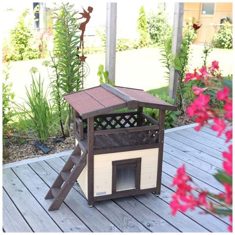 Casa Riscaldata Gatti 4 Stagioni Deluxe 88x57x77cm Marrone Scuro - Foto 2