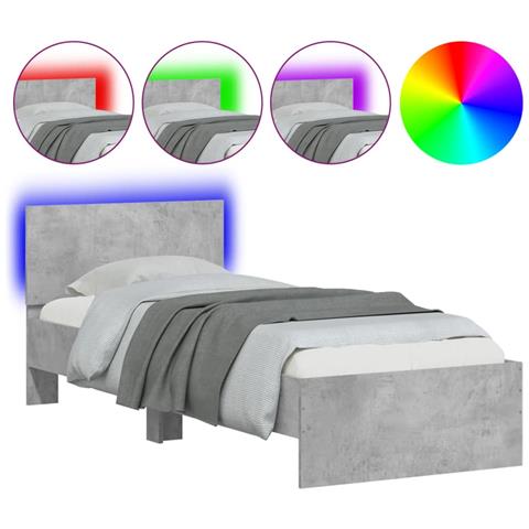 Giroletto Con Testiera E Led Grigio Cemento 90x190 Cm - Foto 2