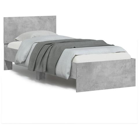 Giroletto Con Testiera E Led Grigio Cemento 90x190 Cm - Foto 1
