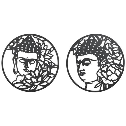 Decorazione Da Parete Dkd Home Decor 100 X 1 X 100 Cm Nero Buddha Orientale (2 Unità) - Foto 1