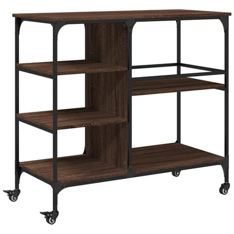 Carrello Cucina Rovere Marrone 100x45x89,5 Cm Legno Multistrato - Foto 2