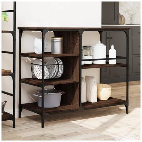 Carrello Cucina Rovere Marrone 100x45x89,5 Cm Legno Multistrato - Foto 3