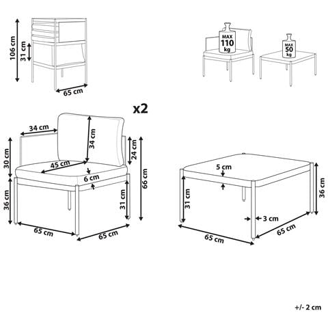 Set Da Giardino Modulare A 2 Posti In Alluminio Terracina - Foto 3