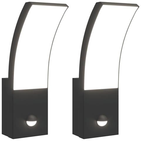 Applique Con Led E Sensore 2 Pz Nere In Alluminio Pressofuso - Foto 2