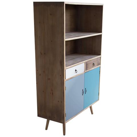 Mobiletto In Legno Con 2 Cassetti 2 Ante E 2 Ripiani 80x35xh140 Cm Barrio - Foto 2