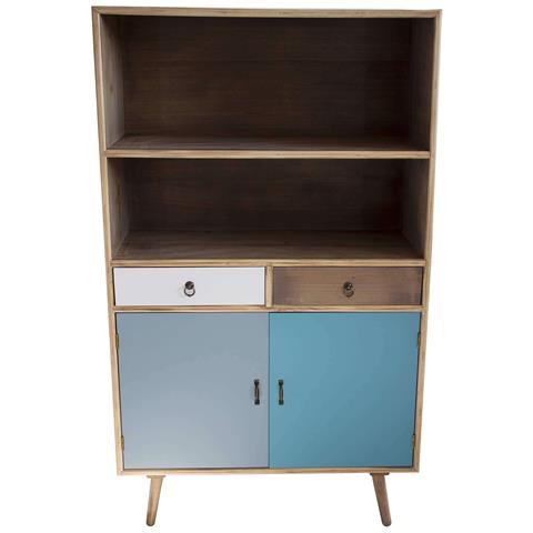 Mobiletto In Legno Con 2 Cassetti 2 Ante E 2 Ripiani 80x35xh140 Cm Barrio - Foto 1