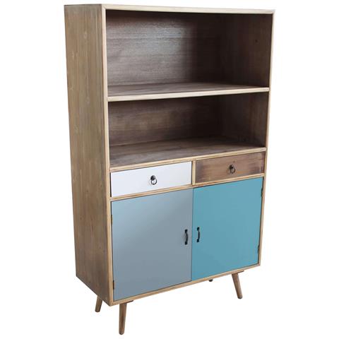 Mobiletto In Legno Con 2 Cassetti 2 Ante E 2 Ripiani 80x35xh140 Cm Barrio - Foto 6