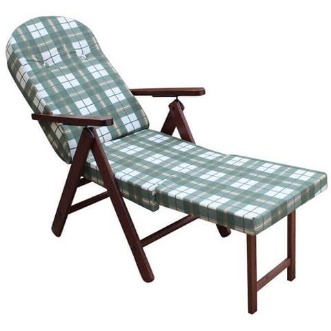 Poltrona Relax Da Interno In Legno Regolabile In 4 Posizioni Con Cuscino E Prolunga Poggiapiedi Padova - Green - Foto 1