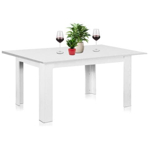 Tavolo Allungabile Cucina Sala Pranzo 110 A 150cm Bianco Frassinato Estensibile - Foto 1