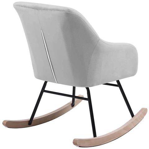 Poltrona Sedia Dondolo Relax Tessuto e Metallo Imbottita Design Moderno Grigio - Foto 5