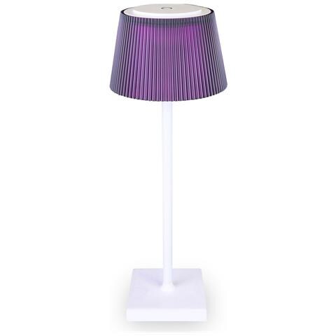 Lampada Da Tavolo Ricaricabile Clelia - Viola - Metallo - 13x13x38 Cm - Foto 1