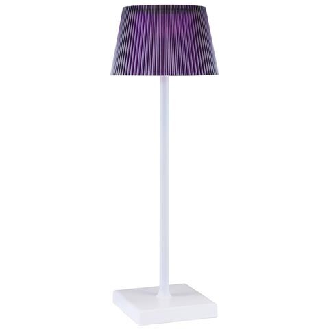 Lampada Da Tavolo Ricaricabile Clelia - Viola - Metallo - 13x13x38 Cm - Foto 2